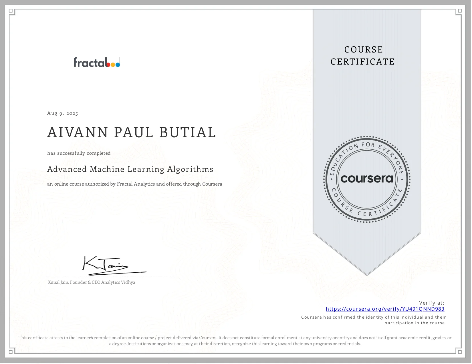 Advanced Machine Learning Algorithms